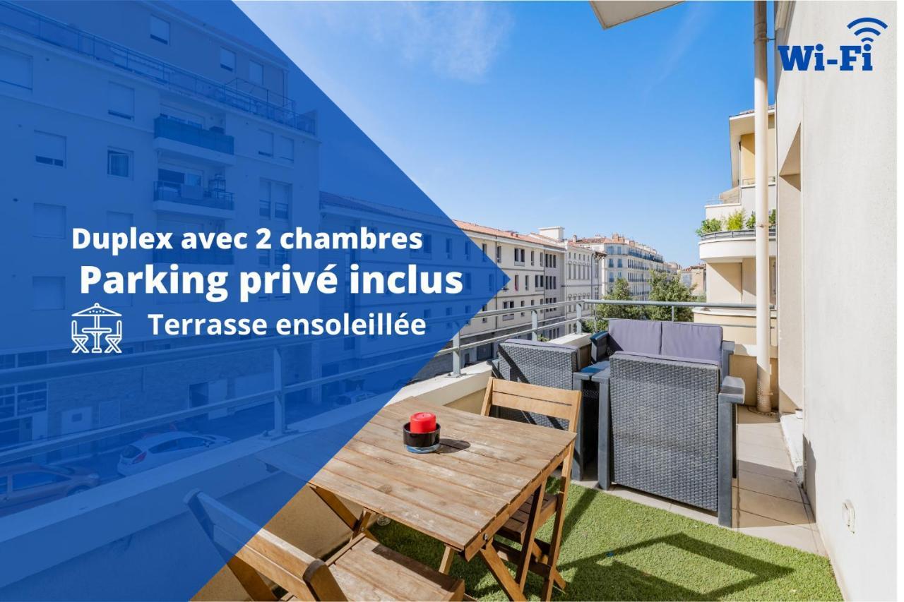 La Joliette; Duplex 2 Chambres, Parking Inclus+ Terrasse+ Ascenseur Marseille Luaran gambar